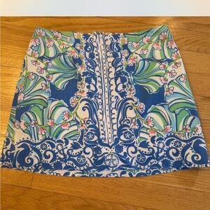 Lilly Pulitzer Blue and Green Floral Mini Skirt
